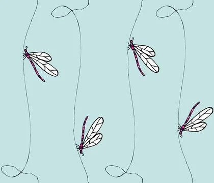 Dragonflies pattern vector pattern Illustration of dragonflies clear green... Foto stock
