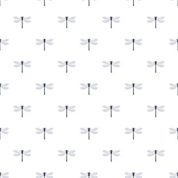 Dragonflies repeating seamless pattern on white background Illustrazione stock