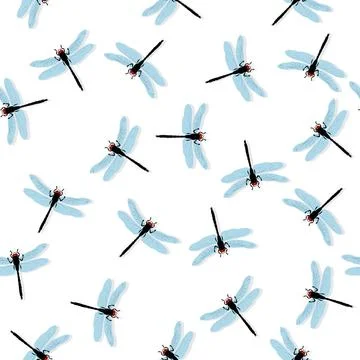 Dragonflies seamless pattern Dragonflies seamless pattern over white backg... 스톡 사진