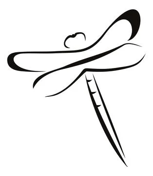 Dragonfly at artistic sketch Stock Illustration