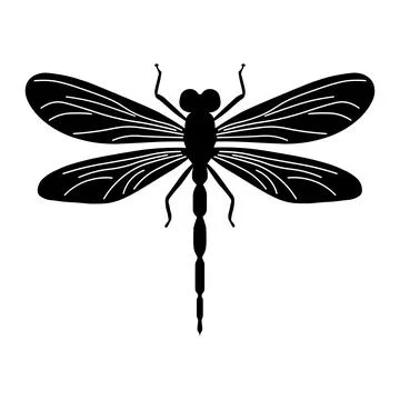 Dragonfly black vector icon on white background Stock Illustration