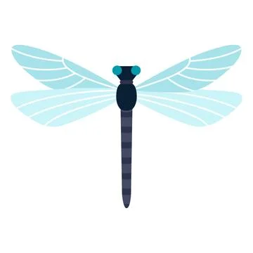 Dragonfly with blue wings. Modern vector illustration isolated on white bac.. Stock Illustration