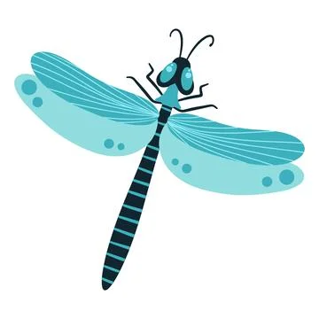 Dragonfly flat icon. Beautiful blue dragonfly. Vector illustration isolated o Illustrazione stock