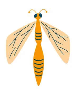 Dragonfly flat icon. Insect. Cartoon Dragonfly character. For logo, label, em Stock Illustration