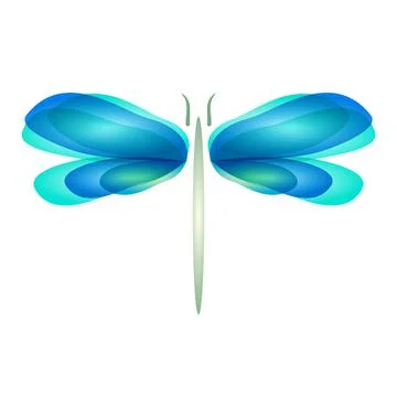 Dragonfly flat icon with soft transition colors wings. Abstract bright logo t Stock Illustration
