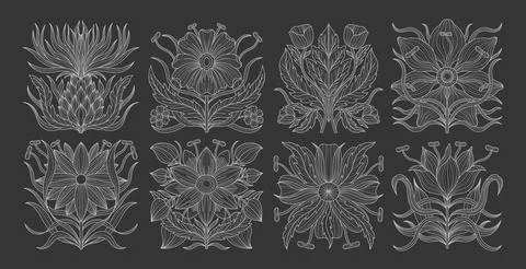 Dragonfly flower Stock Illustration