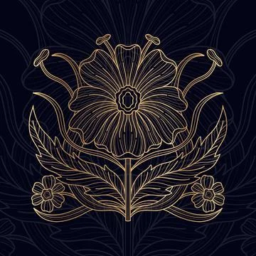 Dragonfly flower Stock Illustration