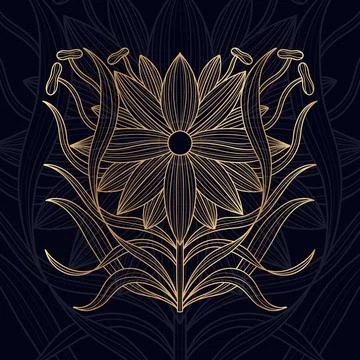 Dragonfly flower Stock Illustration