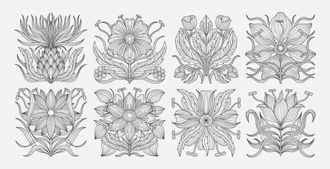 Dragonfly flower Stock Illustration