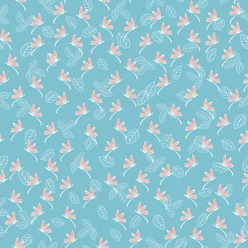Dragonfly in the garden seamless pattern on sweet color,for decorative,appare Stock Illustration