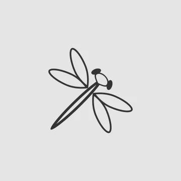 Dragonfly icon flat. Stock Illustration
