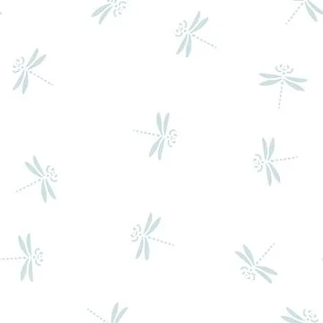 Dragonfly insect glyph seamless pattern Illustrazione stock