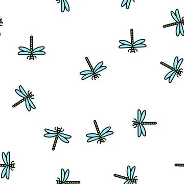 Dragonfly insect vector seamless pattern Stock Illustration