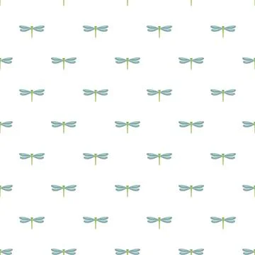 Dragonfly insects creating repetitive pattern on white background Illustrazione stock