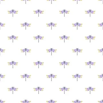 Dragonfly insects seamless pattern watercolor style design Illustrazione stock