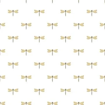 Dragonfly insects seamless repeating pattern on white background Stock Illustration