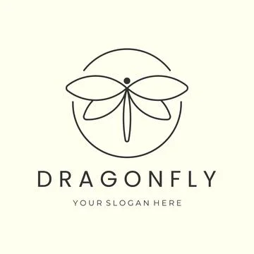 Dragonfly with linear and emblem style logo vector illustration design icon t Stock Illustration