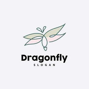 Dragonfly Logo, Flying Animal Vector, Luxurious Elegant Simple Minimalist D.. Stock Illustration