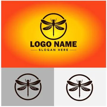 Dragonfly Logo vector art icon graphics for company brand business icon Dra.. Stock Illustration