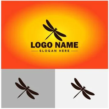 Dragonfly Logo vector art icon graphics for company brand business icon Dra.. Illustrazione stock