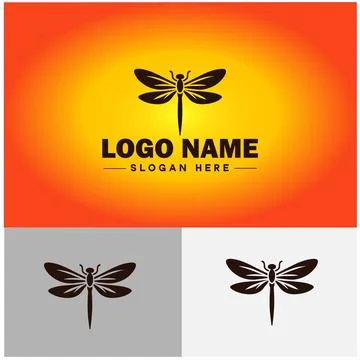 Dragonfly Logo vector art icon graphics for company brand business icon Dra.. Illustrazione stock