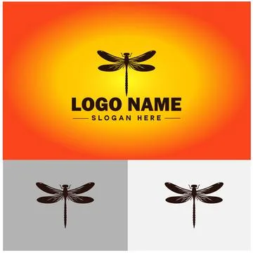 Dragonfly Logo vector art icon graphics for company brand business icon Dra.. Illustrazione stock