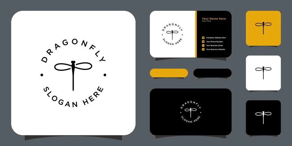 Dragonfly logo vector design line style Stock Illustration