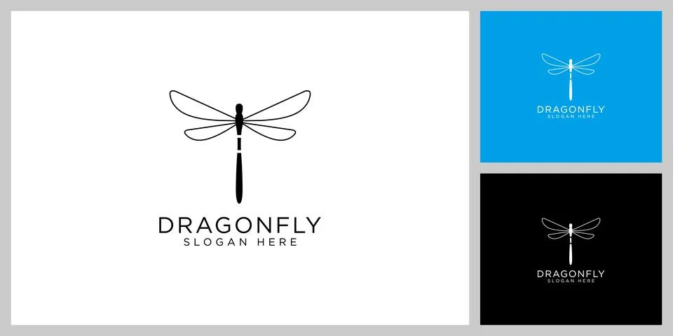 Dragonfly logo vector design line style Stock Illustration