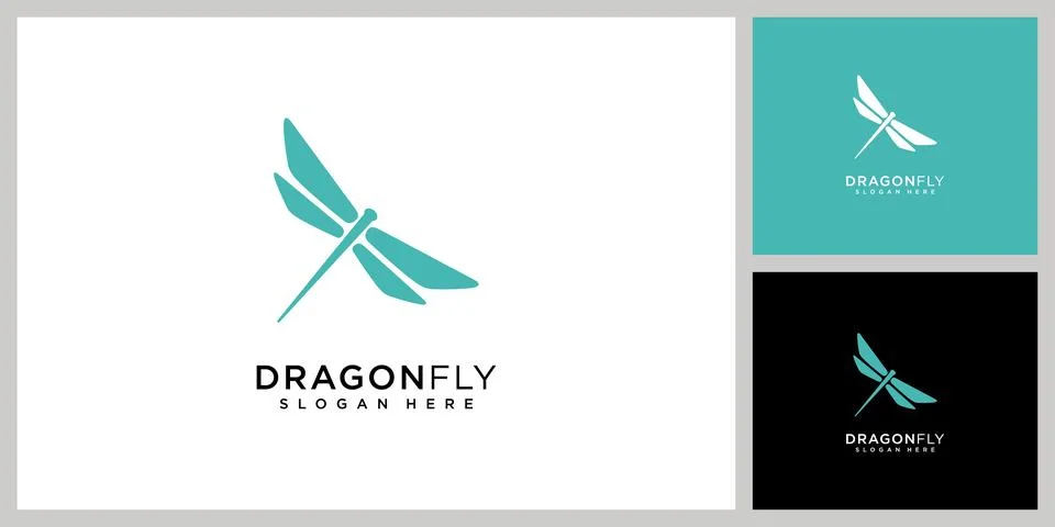 Dragonfly logo vector design line style Illustrazione stock