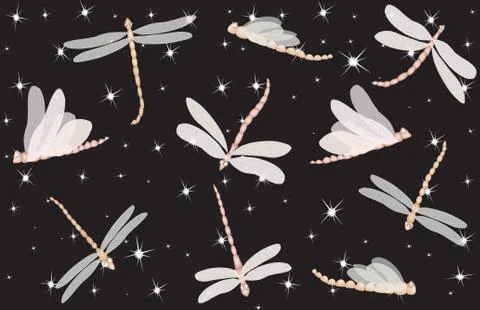 Dragonfly Night Stock Illustration
