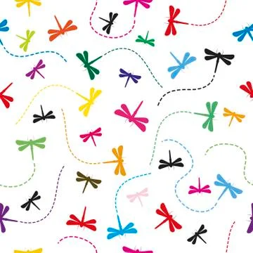 Dragonfly Pattern Seamless  background. Stock Illustration