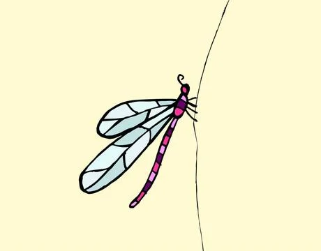 Dragonfly pattern vector Illustration of dragonfly on pastel yellow backgr... 스톡 사진