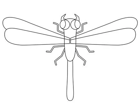 Dragonfly predatory insect - vector linear picture for coloring. Stock Illustration