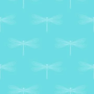 Dragonfly seamless pattern. Hand drawn. Doodle. Vector. Stock Illustration