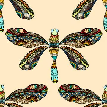 Dragonfly seamless pattern Stock Illustration