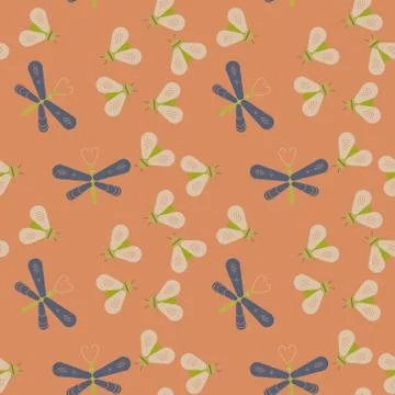Dragonfly seamless pattern Stock Illustration