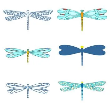 Dragonfly set, vector illustration, template Stock Illustration