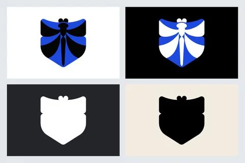 Dragonfly Shield Logo Icon Set Stock-Illustration
