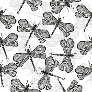 Dragonfly tattoo background. Vector illustration Stock Illustration