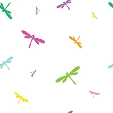 Dragonfly vector art background design for fabric and decor. Seamless pattern Stock Illustration