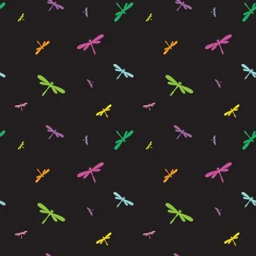 Dragonfly vector art background design for fabric and decor. Seamless pattern Stock Illustration