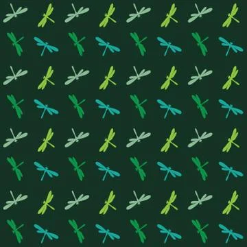 Dragonfly vector art background design for fabric and decor. Seamless pattern Stock Illustration