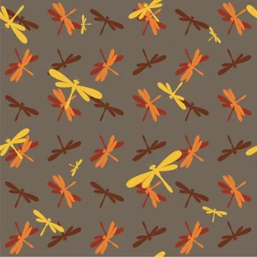 Dragonfly vector art background design for fabric and decor. Seamless pattern Illustrazione stock