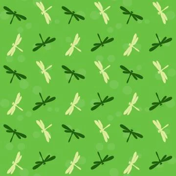 Dragonfly vector art background design for fabric and decor. Seamless pattern Stock Illustration