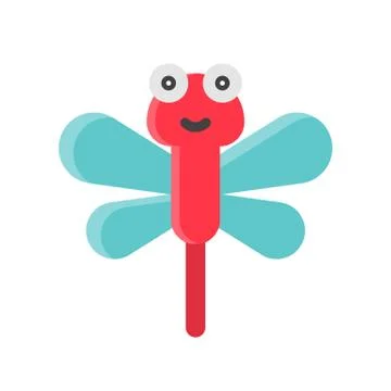 Dragonfly vector, Isolated Spring season flat icon Illustrazione stock