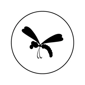 Dragonfly - vector logo icon for web. black on white. Minimalistic cartoon st Stock Illustration