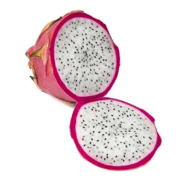 Dragonfruit with slice isolated on white background Stock Photos