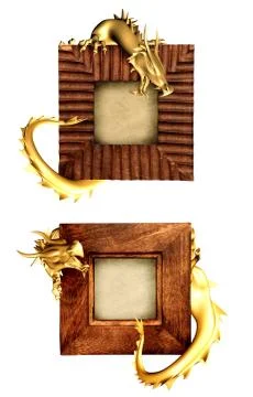 Dragons and wooden frames Stock Illustration
