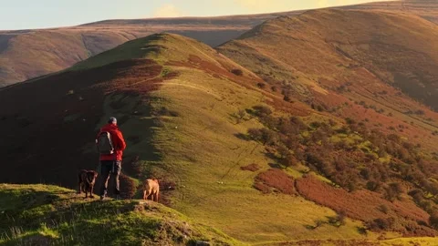Dragons Back Brecon Beacons man stood overlooking the dragons back known as Waun Stock Footage 321192204