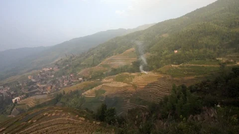 Dragon's Backbone Rice Terraces, Guangxi, Kwangsi, China Stock Footage 111852634